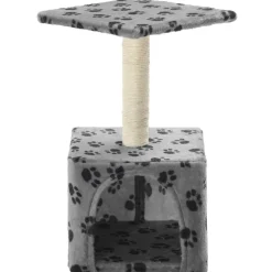 vidaXL Arbre à chat avec griffoirs en sisal 55 cm Gris Motif de pattes