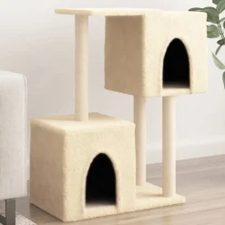 vidaXL Arbre à chat avec griffoirs en sisal Crème 86 cm