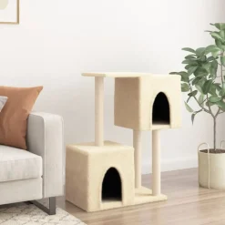 vidaXL Arbre à chat avec griffoirs en sisal Crème 86 cm