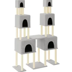 Articles Pour Animaux De Compagnie-vidaXL Arbre à chat avec griffoirs en sisal 199 cm Gris clair
