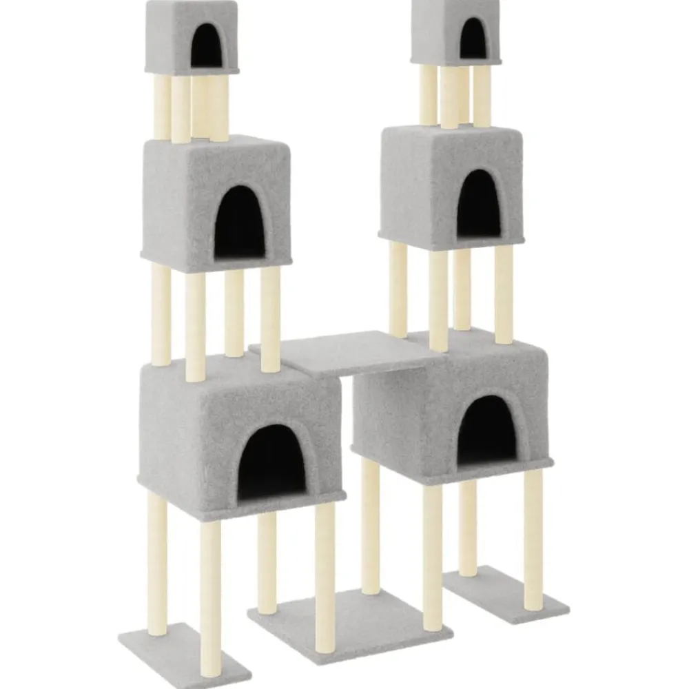 Articles Pour Animaux De Compagnie-vidaXL Arbre à chat avec griffoirs en sisal 199 cm Gris clair