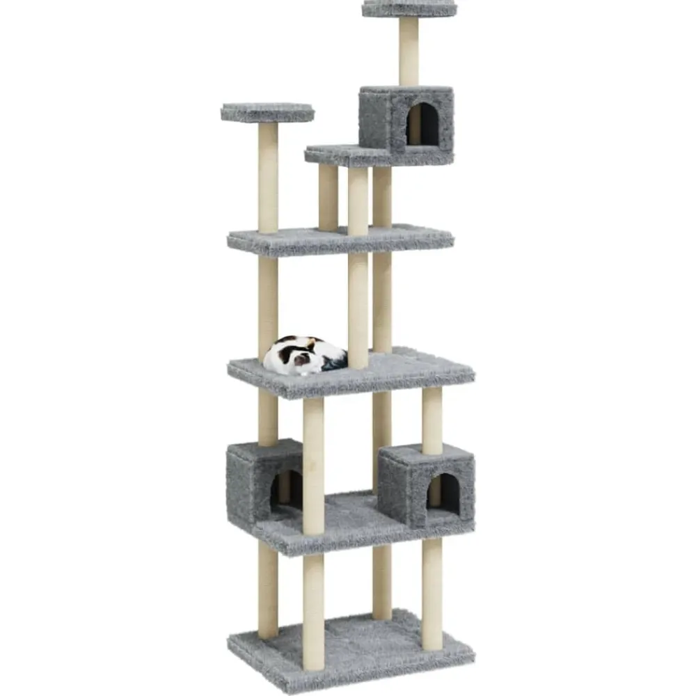 Articles Pour Animaux De Compagnie-vidaXL Arbre à chat avec griffoirs en sisal 188 cm Gris clair