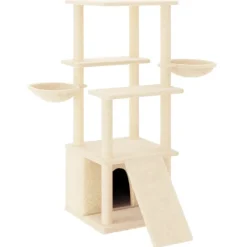 Articles Pour Animaux De Compagnie-vidaXL Arbre à chat avec griffoirs en sisal crème 133 cm Cr&egrave;me