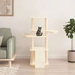 Articles Pour Animaux De Compagnie-vidaXL Arbre à chat avec griffoirs en sisal crème 133 cm Cr&egrave;me