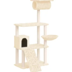 Articles Pour Animaux De Compagnie-vidaXL Arbre à chat avec griffoirs en sisal Crème 131 cm Cr&egrave;me