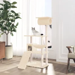 Articles Pour Animaux De Compagnie-vidaXL Arbre à chat avec griffoirs en sisal Crème 131 cm Cr&egrave;me
