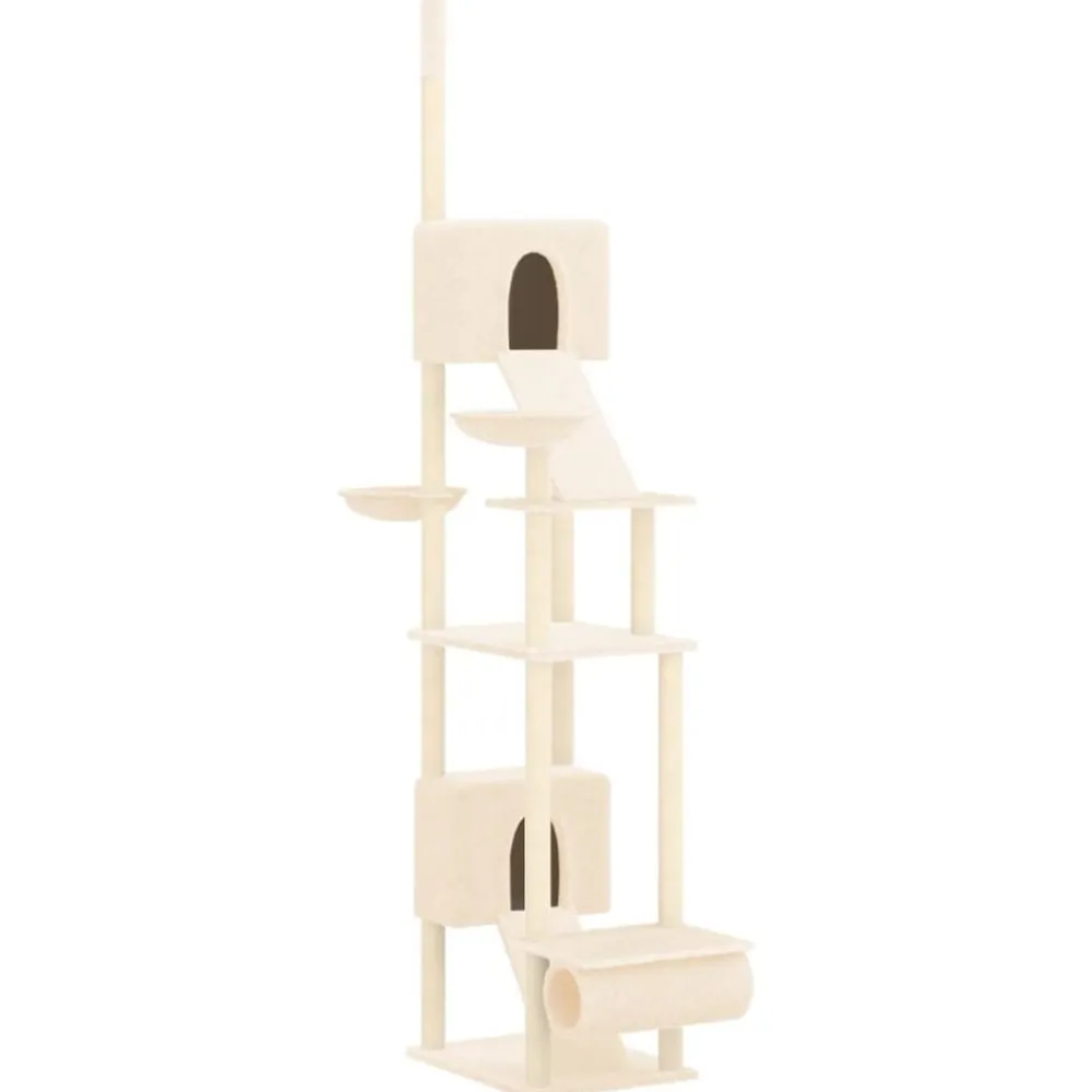 Articles Pour Animaux De Compagnie-vidaXL Arbre à chat du sol au plafond Crème 277-303 cm Crème