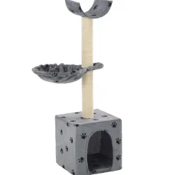 Articles Pour Animaux De Compagnie-vidaXL Arbre à chat et griffoir Sisal 105 cm Empreintes de pattes Gris Gris avec impressions de patte