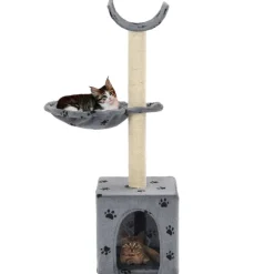 Articles Pour Animaux De Compagnie-vidaXL Arbre à chat et griffoir Sisal 105 cm Empreintes de pattes Gris Gris avec impressions de patte