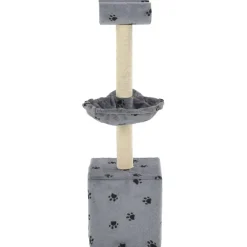 Articles Pour Animaux De Compagnie-vidaXL Arbre à chat et griffoir Sisal 105 cm Empreintes de pattes Gris Gris avec impressions de patte