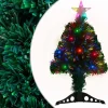 Décorations-vidaXL Arbre de Noël pré-éclairé avec support et LED 64 cm fibre optique