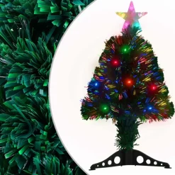 Décorations-vidaXL Arbre de Noël pré-éclairé avec support et LED 64 cm fibre optique