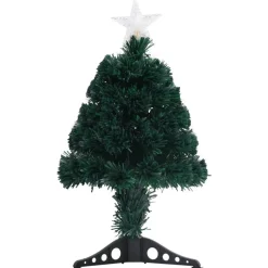 Décorations-vidaXL Arbre de Noël pré-éclairé avec support et LED 64 cm fibre optique