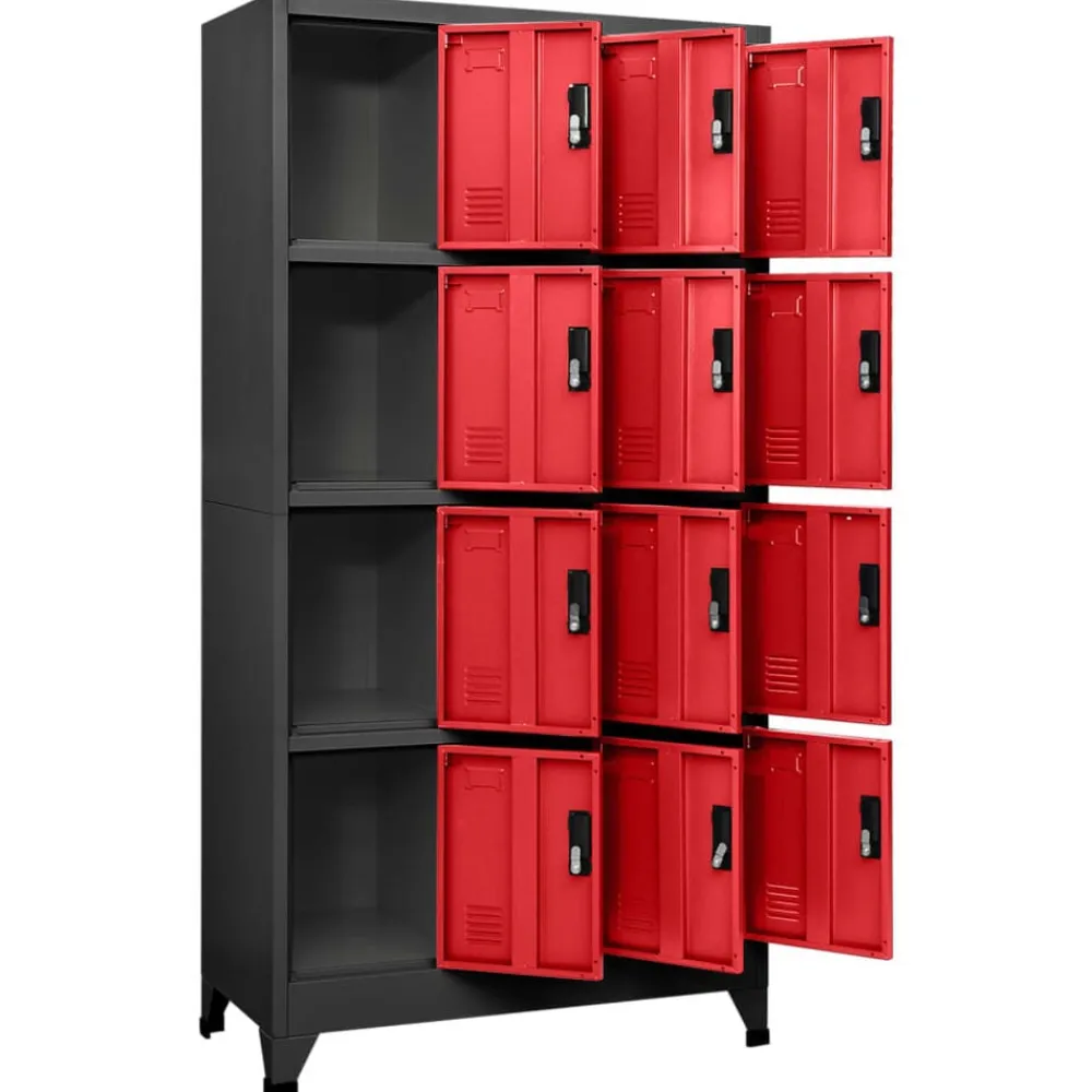 Armoires & Meubles De Rangement-vidaXL Armoire à casiers 90x45x180 cm Acier anthracite et rouge