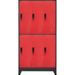 Armoires & Meubles De Rangement-vidaXL Armoire à casiers 90x45x180 cm Acier anthracite et rouge