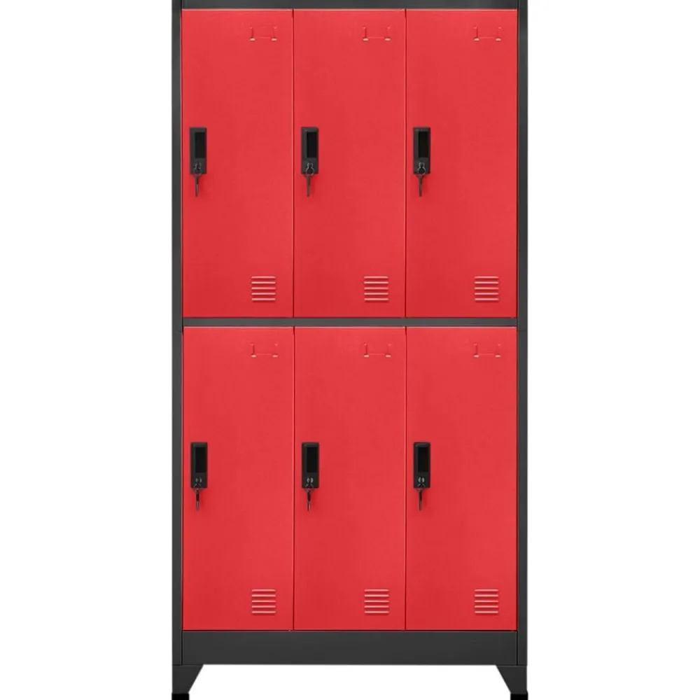 Armoires & Meubles De Rangement-vidaXL Armoire à casiers 90x45x180 cm Acier anthracite et rouge