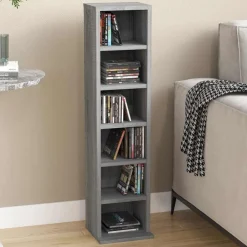 Armoires & Meubles De Rangement-vidaXL Armoire à CD 21x20x88 cm Bois d'ingénierie Sonoma gris