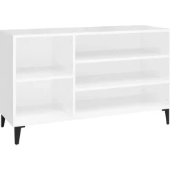 Produits Ménagers-vidaXL Armoire à chaussure 102x36x60 cm Bois ingénierie Blanc brillant