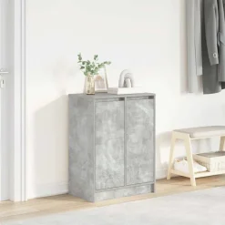 Produits Ménagers-vidaXL Armoire à chaussures 57x34x76 cm bois d'ingénierie Gris béton