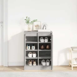 Produits Ménagers-vidaXL Armoire à chaussures 57x34x76 cm bois d'ingénierie Gris béton