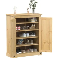 Produits Ménagers-vidaXL Armoire à chaussures Corona 86x38,5x108 cm bois de pin massif Cire d'abeille