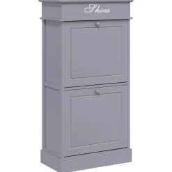 Produits Ménagers-vidaXL Armoire à chaussures 50 x 28 x 98 cm Bois de Paulownia Gris