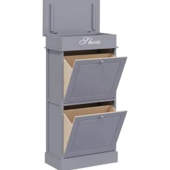 Produits Ménagers-vidaXL Armoire à chaussures 50 x 28 x 98 cm Bois de Paulownia Gris