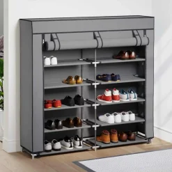 vidaXL Armoire à chaussures avec housse 115x28x110 cm Tissu