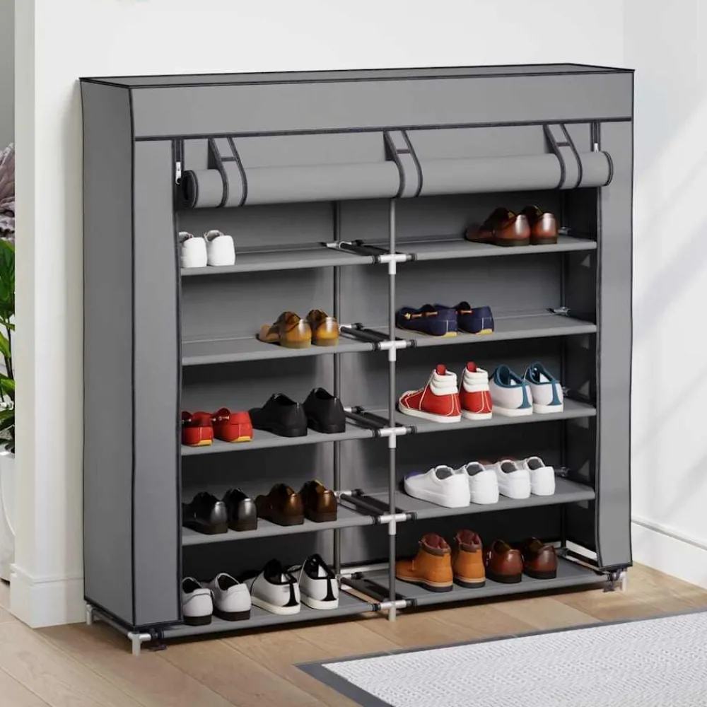 vidaXL Armoire à chaussures avec housse 115x28x110 cm Tissu
