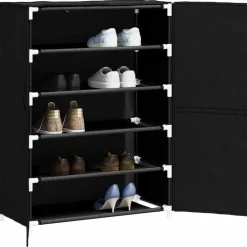 Produits Ménagers-vidaXL Armoire à chaussures 60x28x90 cm Tissu Noir