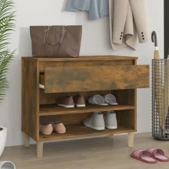vidaXL Armoire à chaussures Chêne fumé 70x36x60 cm Bois d'ingénierie