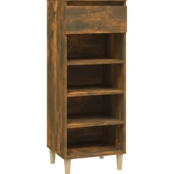 Produits Ménagers-vidaXL Armoire à chaussures Chêne fumé 40x36x105 cm Bois d'ingénierie Ch&ecirc;ne fumé