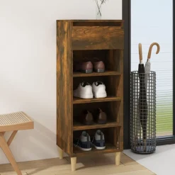 Produits Ménagers-vidaXL Armoire à chaussures Chêne fumé 40x36x105 cm Bois d'ingénierie Ch&ecirc;ne fumé