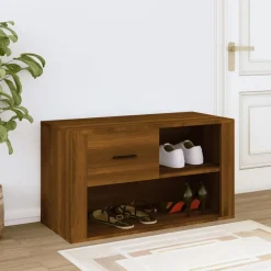 vidaXL Armoire à chaussures Chêne marron 80x35x45 cm Bois d'ingénierie
