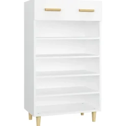 Produits Ménagers-vidaXL Armoire à chaussures 60x35x105 cm Bois d'ingénierie Blanc