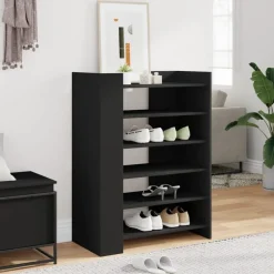 Produits Ménagers-vidaXL Armoire à chaussures 74,5x37,5x100 cm bois d'ingénierie Noir