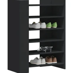 Produits Ménagers-vidaXL Armoire à chaussures 74,5x37,5x100 cm bois d'ingénierie Noir