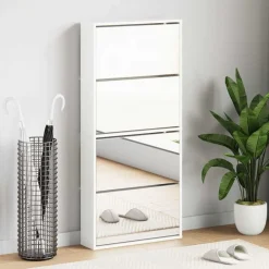 vidaXL Armoire à chaussures miroir 4 niveaux