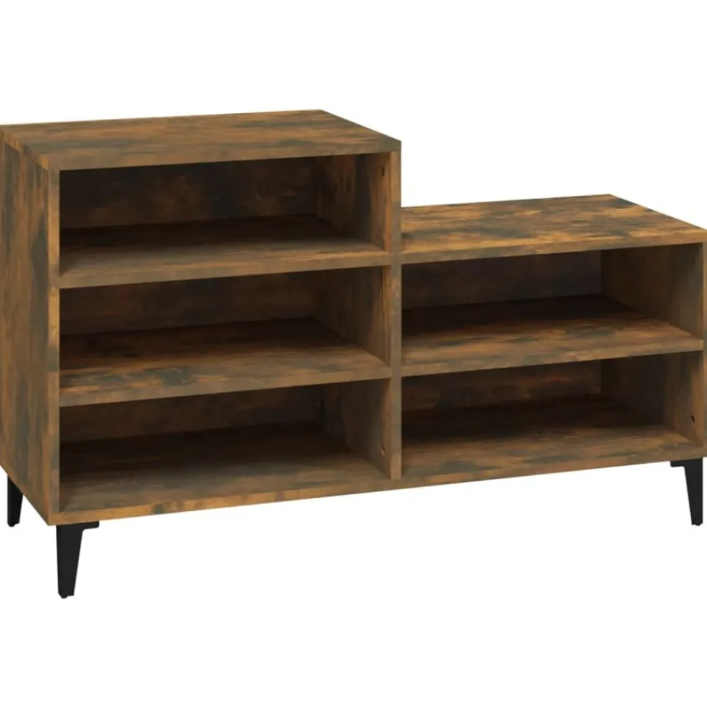 Produits Ménagers-vidaXL Armoire à chaussures Chêne fumé 102x36x60 cm Bois d'ingénierie Chêne fumé