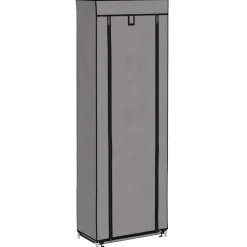 Produits Ménagers-vidaXL Armoire à chaussures avec housse 57x29x162 cm Tissu Gris