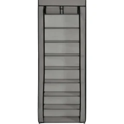 Produits Ménagers-vidaXL Armoire à chaussures avec housse 57x29x162 cm Tissu Gris