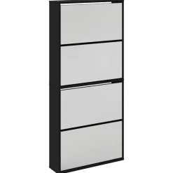 vidaXL Armoire à chaussures avec miroir à 4 niveaux 63x17x134 cm