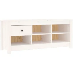 Produits Ménagers-vidaXL Armoire à chaussures 110x38x45,5 cm Bois de pin massif Blanc