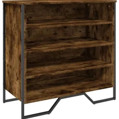 Produits Ménagers-vidaXL Armoire à chaussures chêne fumé 80x38x78 cm bois d'ingénierie Ch&ecirc;ne fumé