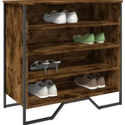 Produits Ménagers-vidaXL Armoire à chaussures chêne fumé 80x38x78 cm bois d'ingénierie Ch&ecirc;ne fumé