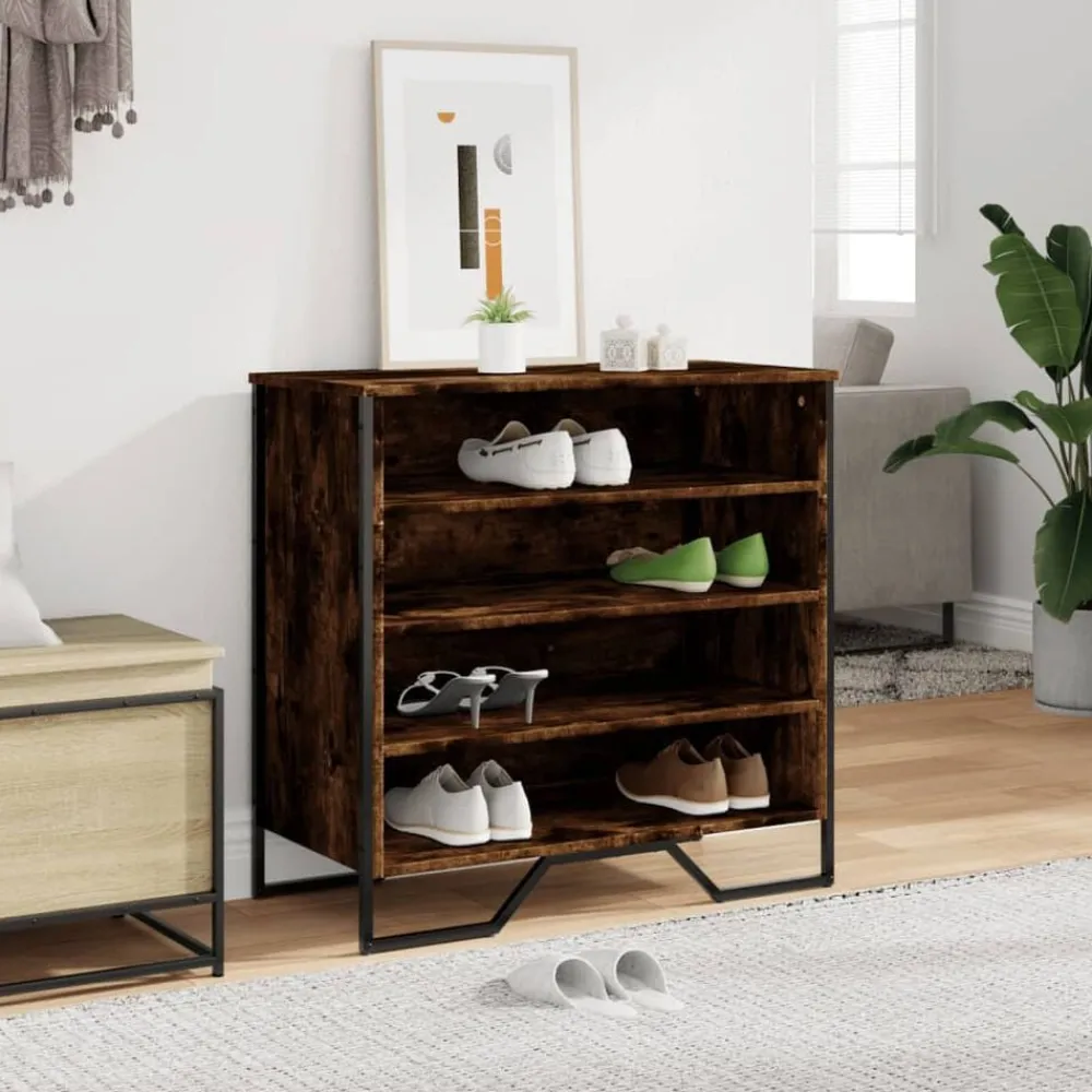 Produits Ménagers-vidaXL Armoire à chaussures chêne fumé 80x38x78 cm bois d'ingénierie Chêne fumé