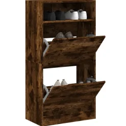 vidaXL Armoire à chaussures chêne fumé 60x34x116 cm bois d'ingénierie