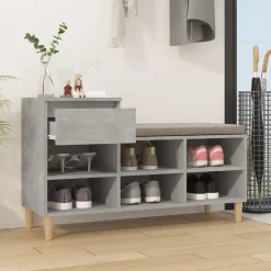 Produits Ménagers-vidaXL Armoire à chaussures 102x36x60 cm Bois d'ingénierie Gris béton