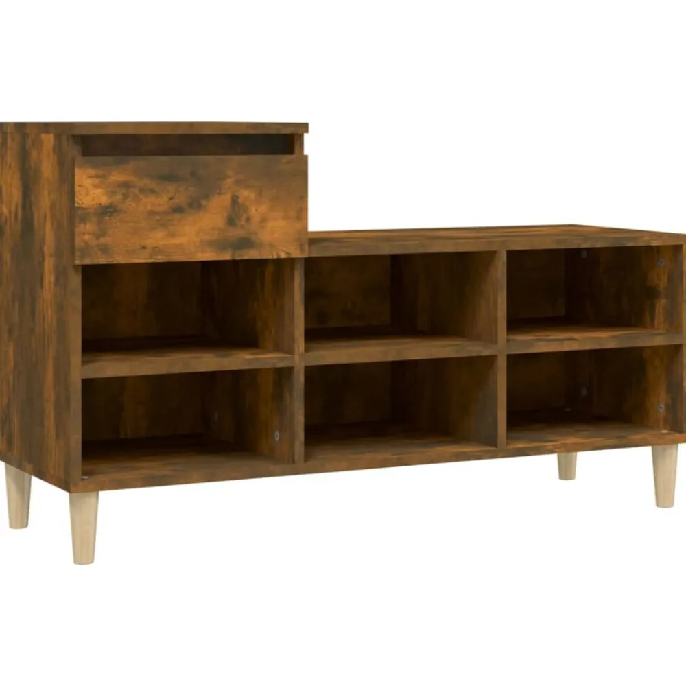 Produits Ménagers-vidaXL Armoire à chaussures Chêne fumé 102x36x60 cm Bois d'ingénierie Chêne fumé