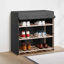 vidaXL Armoire à chaussures avec housse 79x40x80 cm Tissu